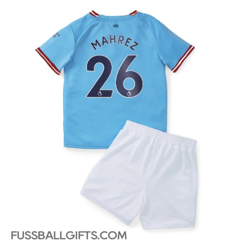 Manchester City Riyad Mahrez #26 Fußballbekleidung Heimtrikot Kinder 2022-23 Kurzarm (+ kurze hosen)
